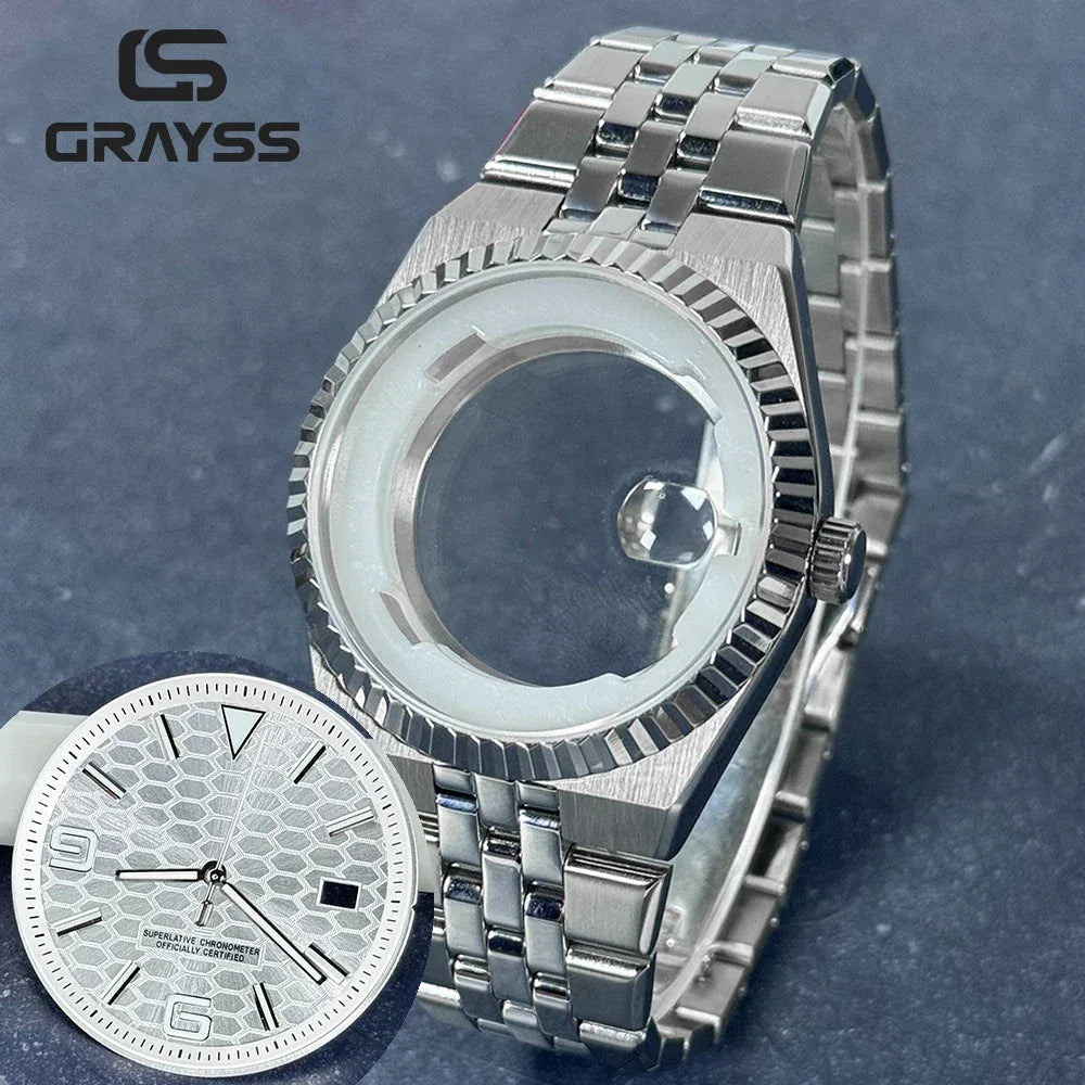 40mm Land-Dweller Watch Case & Dial Kit | Fits NH35 Miyota 8215 | 316L Stainless Steel Automatic Mechanical Case | Custom Iced Out Watch Base | Caratix - CaratixJewelry